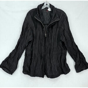 Iceberg Gilmar Womens Black Crinkle Full Zip Casual Outdoor Jacket Sz 50 US 14